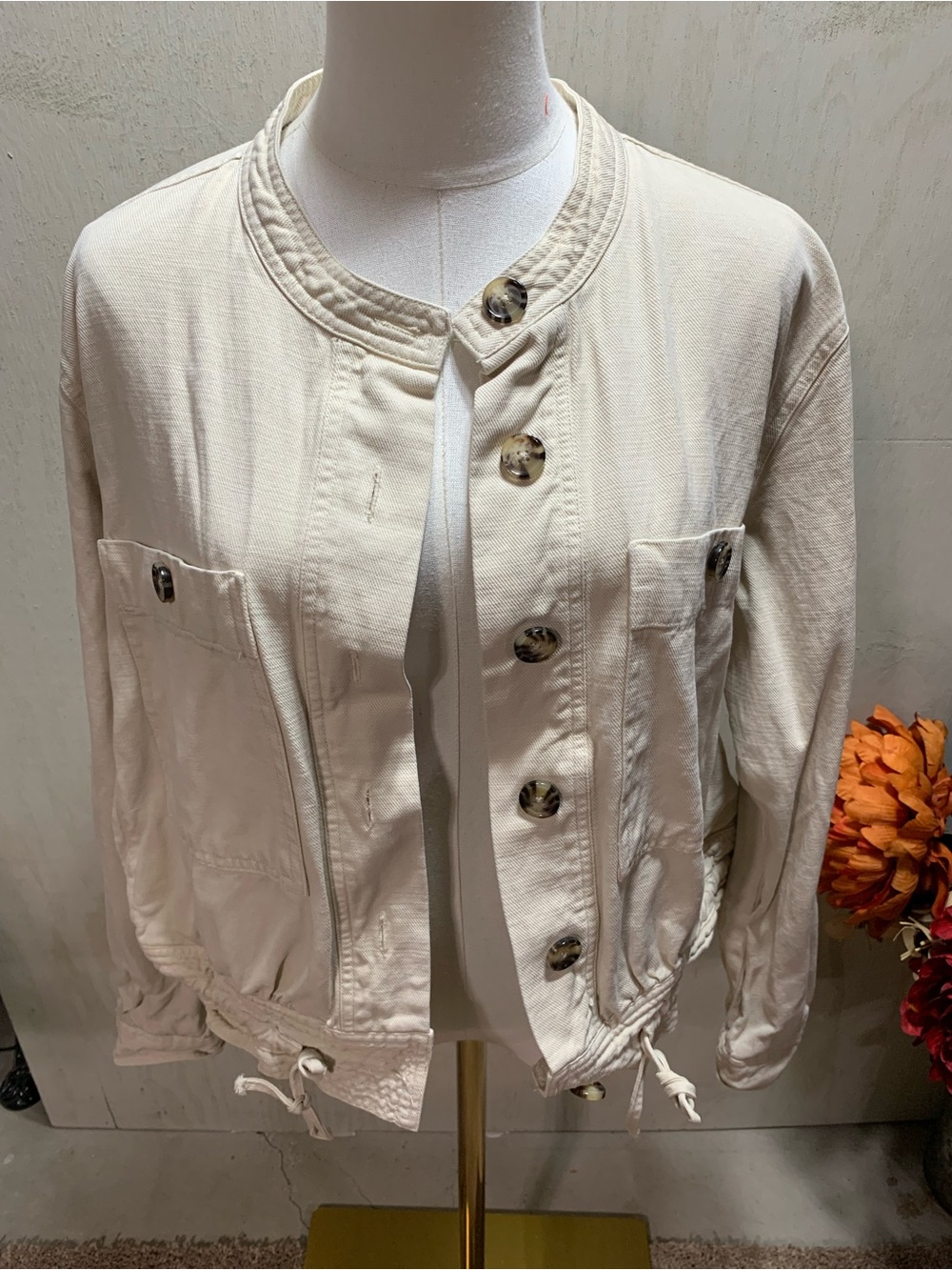 Tribal CreamButton-Front Women's Utility Jacket